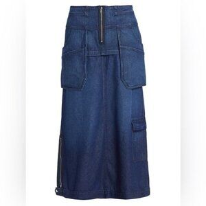 EB Denim Modular Denim Cargo Skirt in Midnight